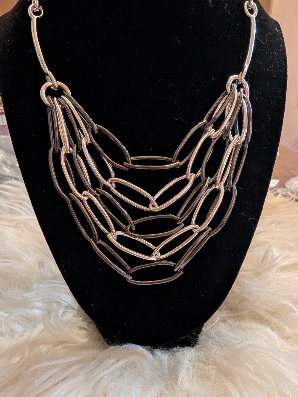 Premier Desing Silver Multi-Strand Link Statement Necklace